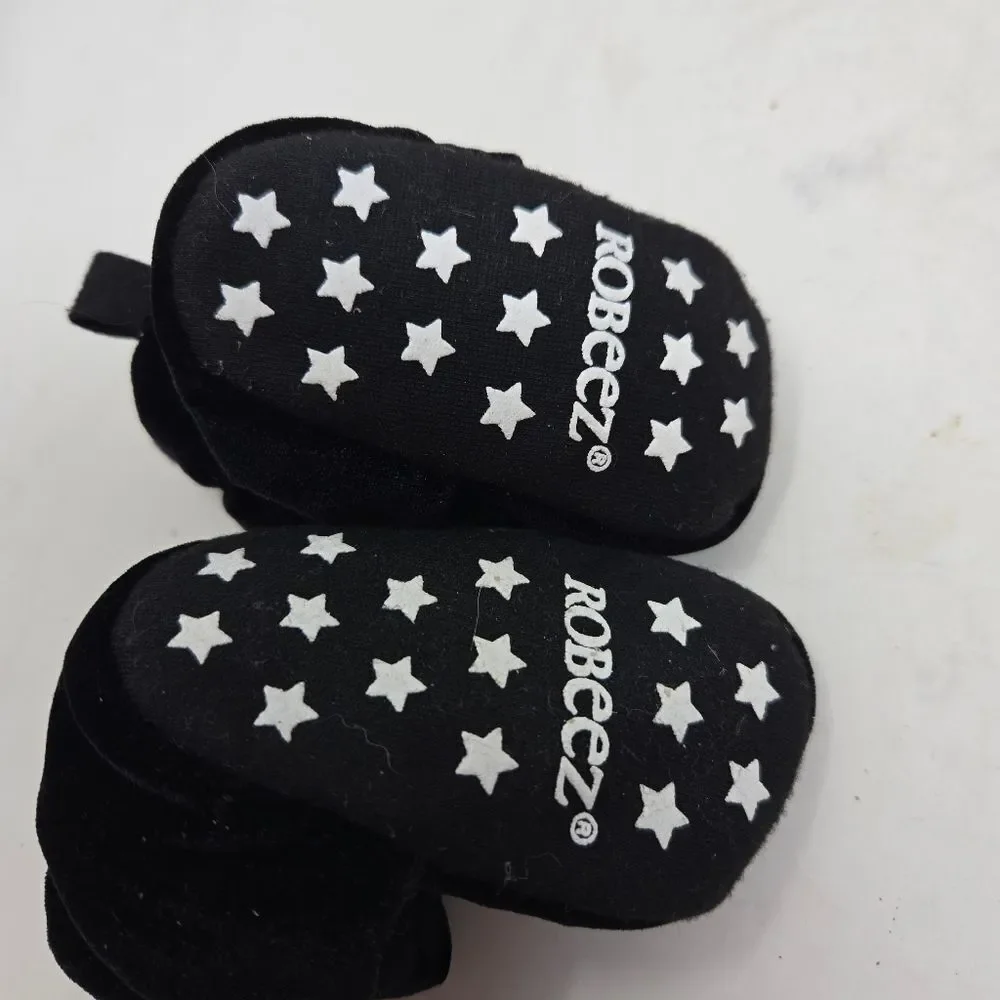ROBEEZ Elegant Black Velvet Bow Baby Shoes Slippers 0-3‎ Months